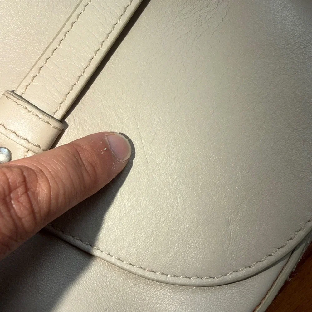 American Eagle Outfitters Cream Genuine Leather Crossbody Bag Made in Italy